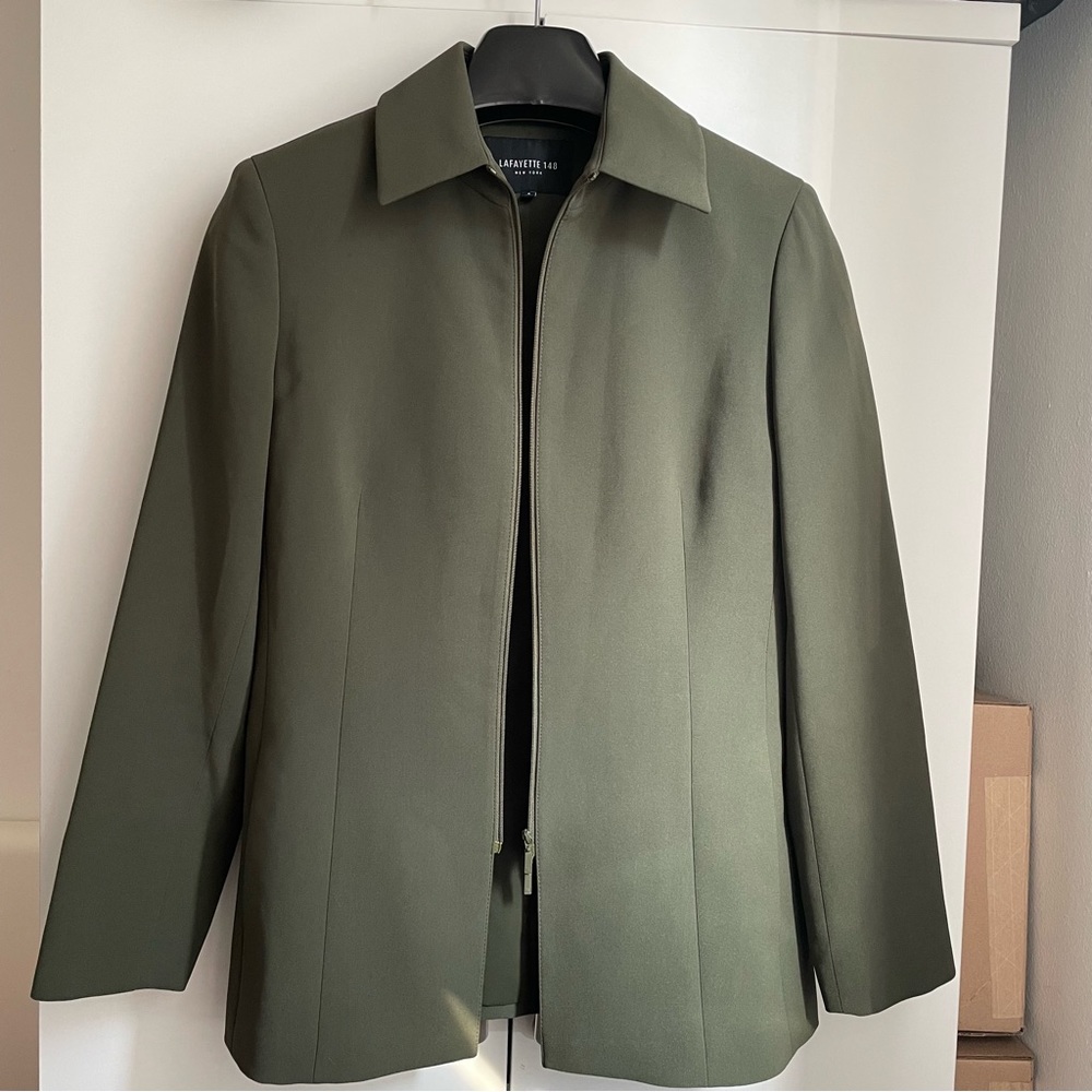 Lafayette 148 NWOT Olive Green Zip Up Blazer Jacket